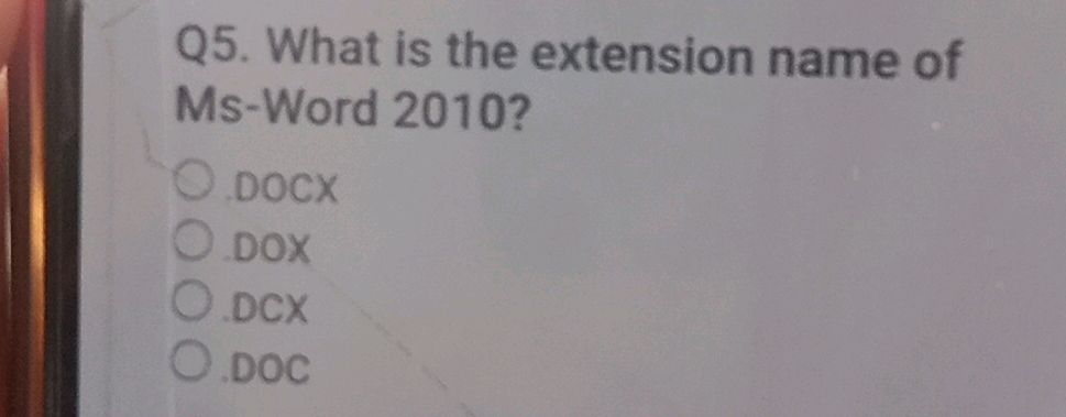 Dcx File Format Q5. What is the extension name of Ms-Word | StudyX
