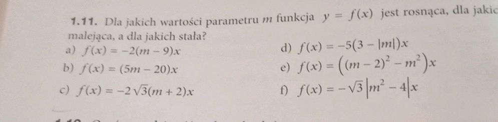 1.11. Dla jakich wartości parametru $m$ | StudyX