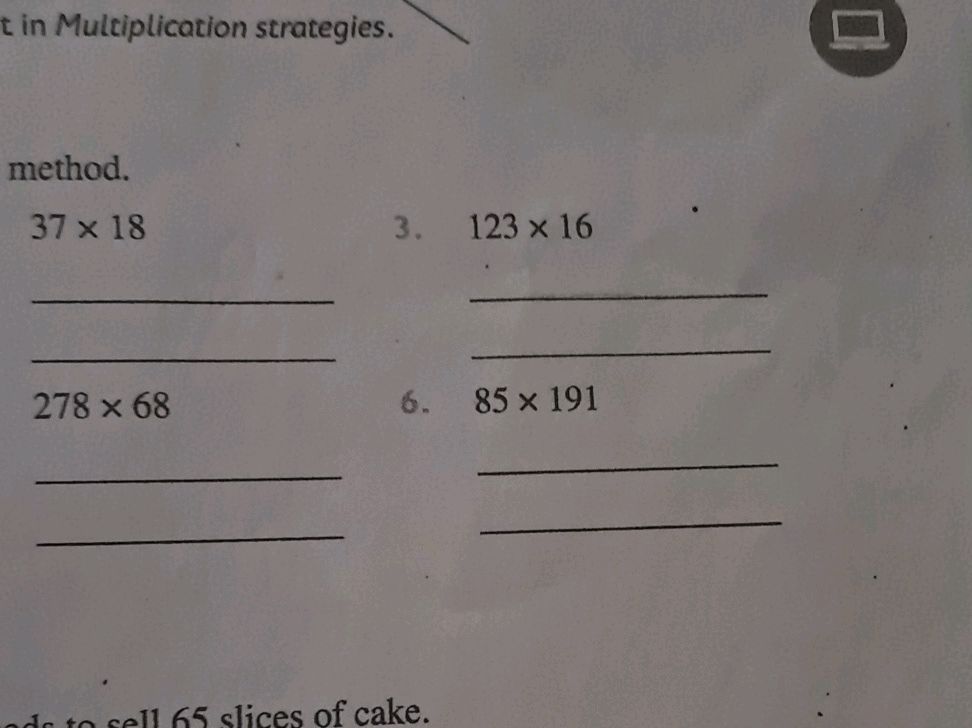 37 x 18 3. 123 x 16 278 x 68 6. 85 x 191 | StudyX