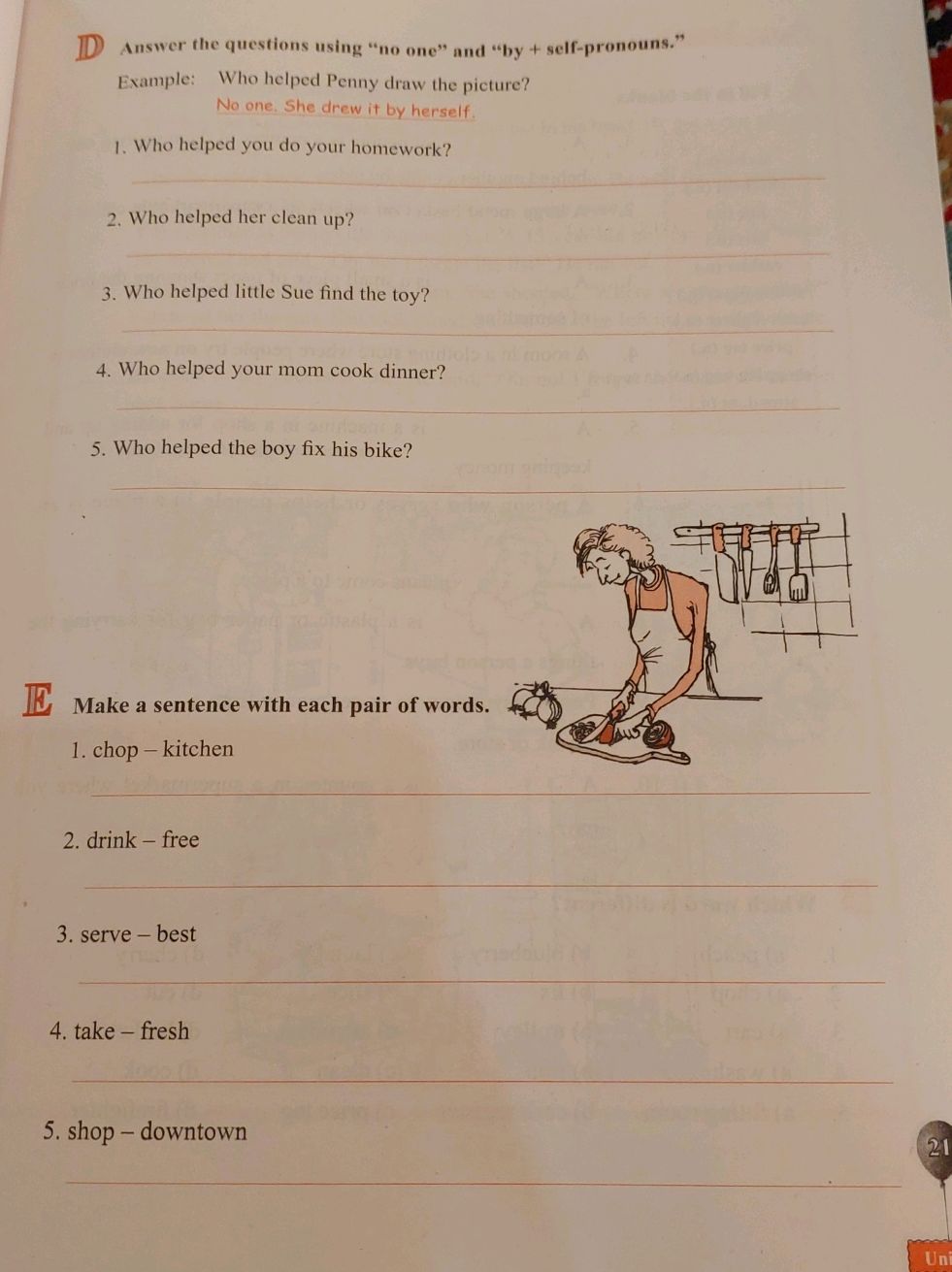 D Answer the questions using 