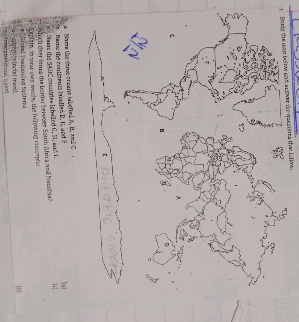1 Study the map below and answer the | StudyX