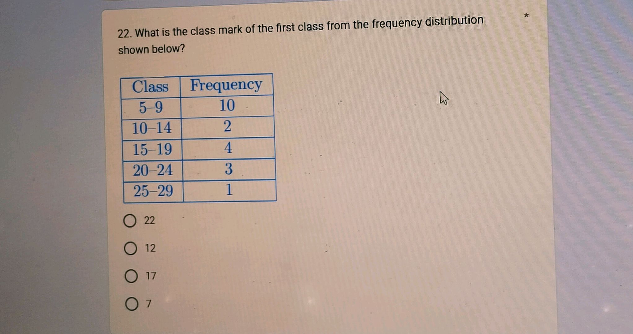 22. What is the class mark of the first | StudyX
