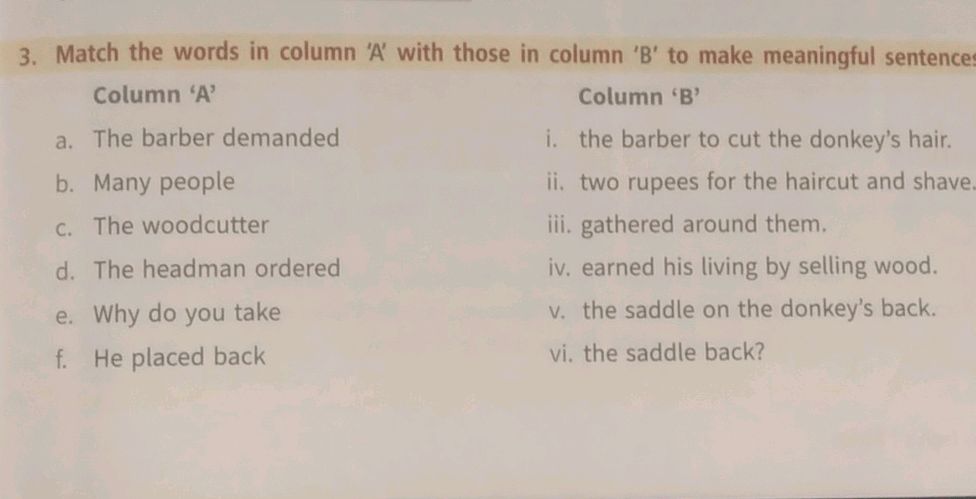 3. Match the words in column 'A' with those | StudyX