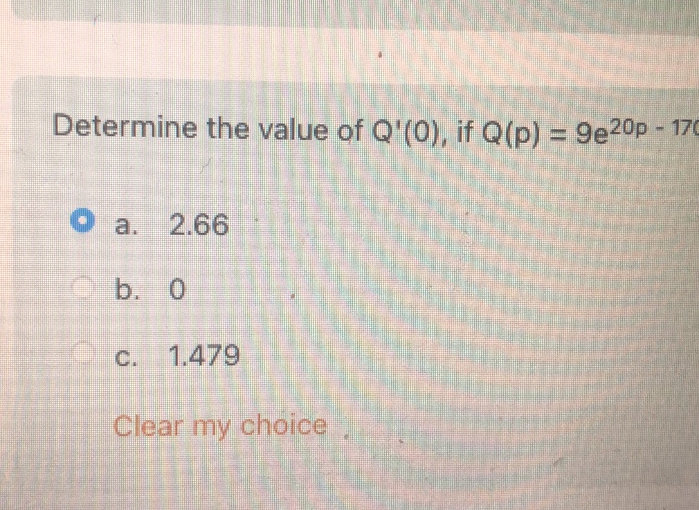 Determine the value of $Q'(0)$, if $Q(p) = | StudyX