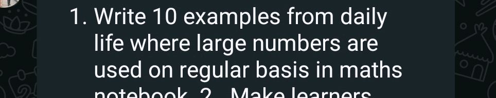 Numbers In Daily Life Write 10 examples from daily life where