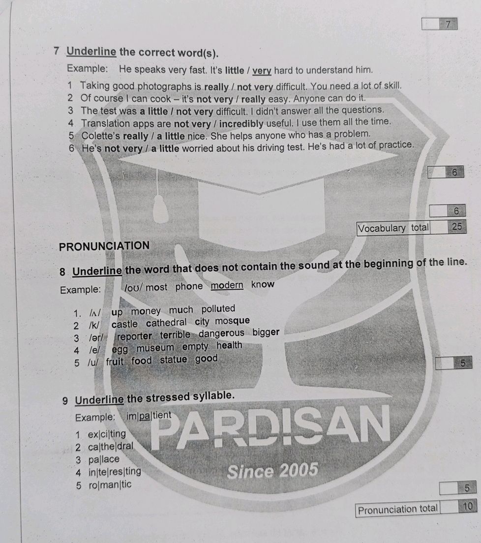 7 Underline the correct word(s). Example: | StudyX