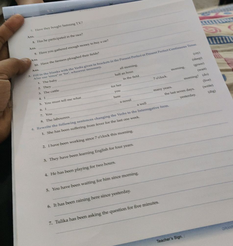 3. Fill in the blanks with the Verbs given | StudyX