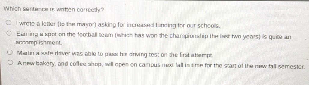 Which sentence is written correctly? I | StudyX