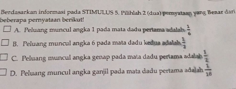 Stimulus 5 Berdasarkan informasi pada STIMULUS 5. | StudyX
