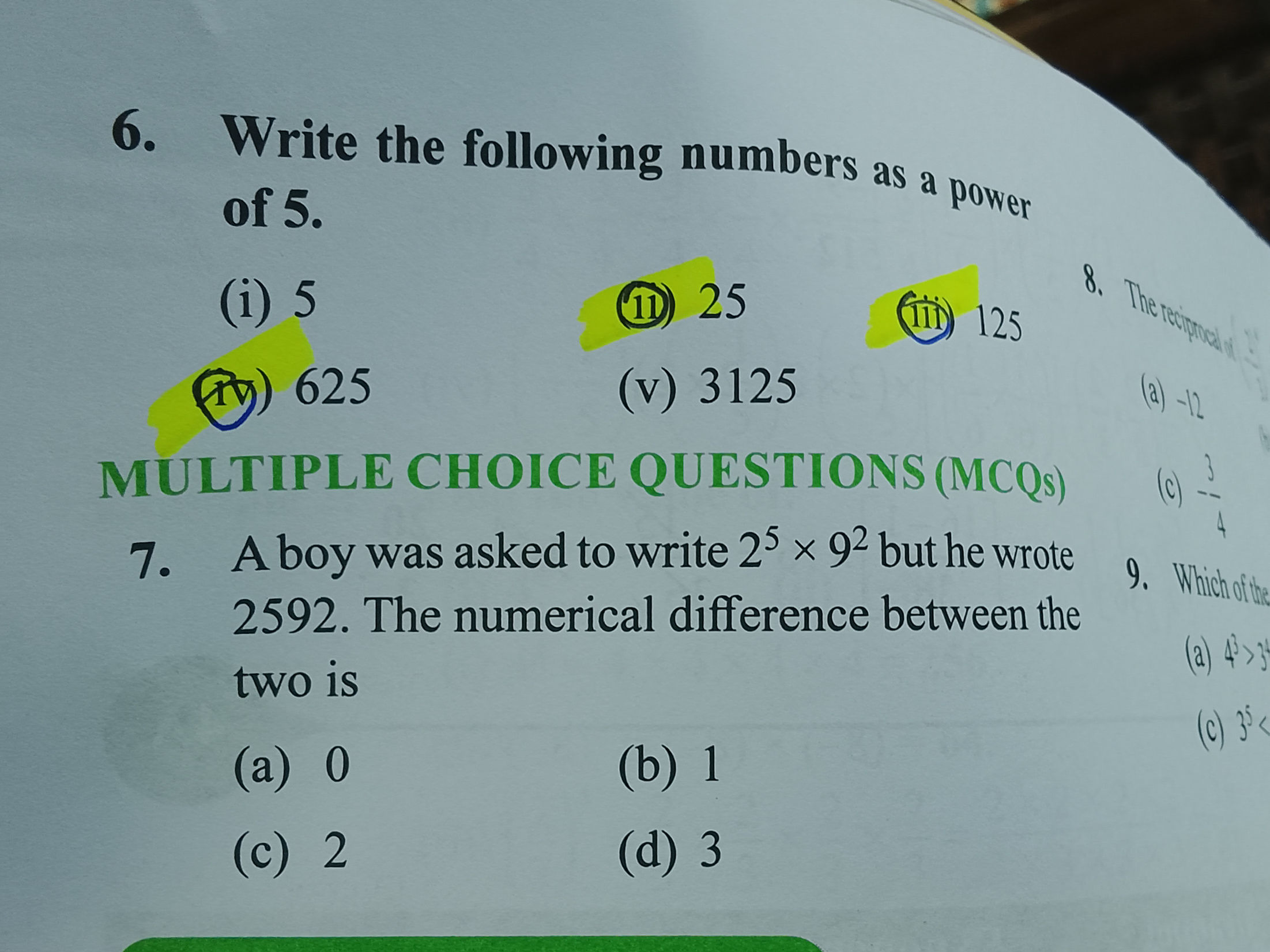 6. Write the following numbers as a power of | StudyX