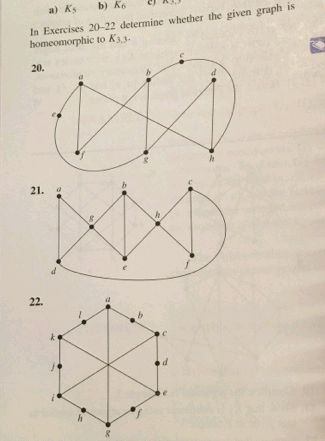 a) K5 b) K6 c) K3,3 In Exercises 20-22 | StudyX