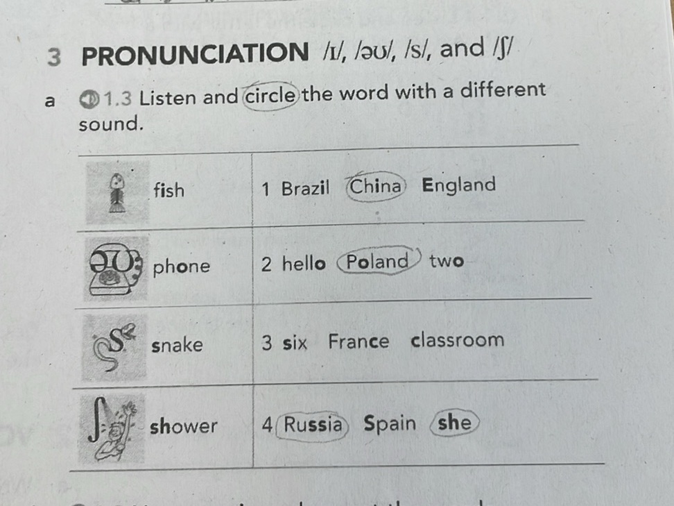 3 PRONUNCIATION /ɪ/, /əʊ/, /s/, and /ʃ/ a | StudyX