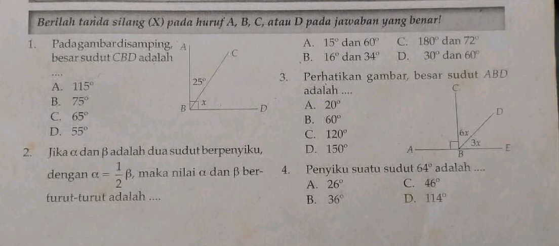 1. Pada gambar disamping, besar sudut CBD | StudyX