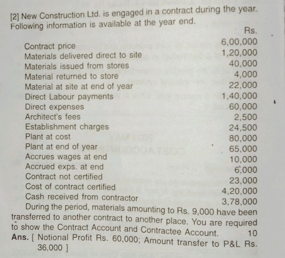 [2] New Construction Ltd. is engaged in a | StudyX