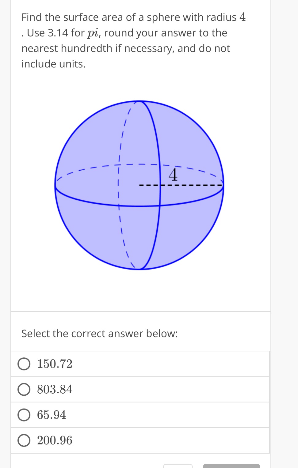 Find the surface area of a sphere with | StudyX