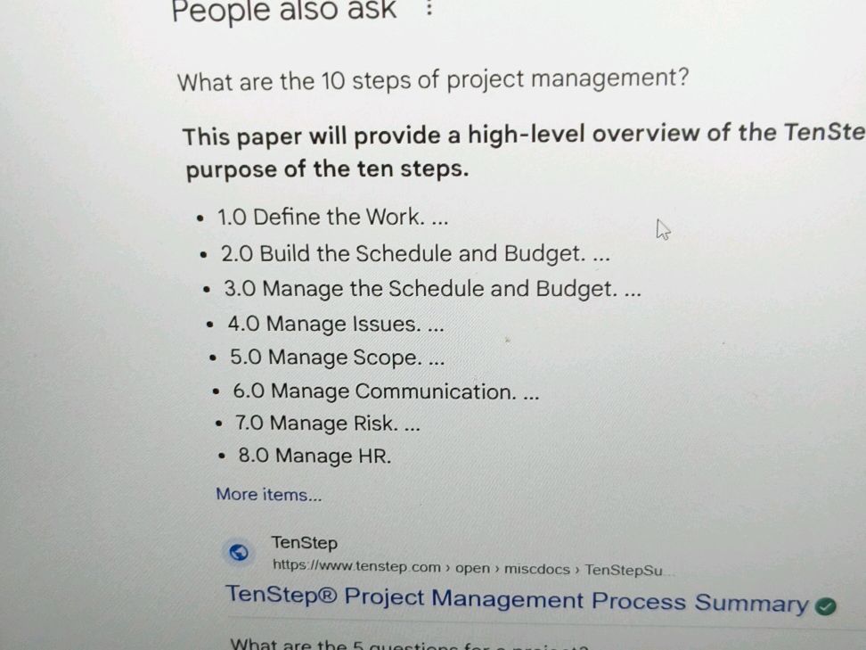 What are the 10 steps of project management? | StudyX
