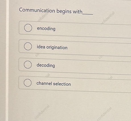 Reception Decoding Communication begins with encoding idea