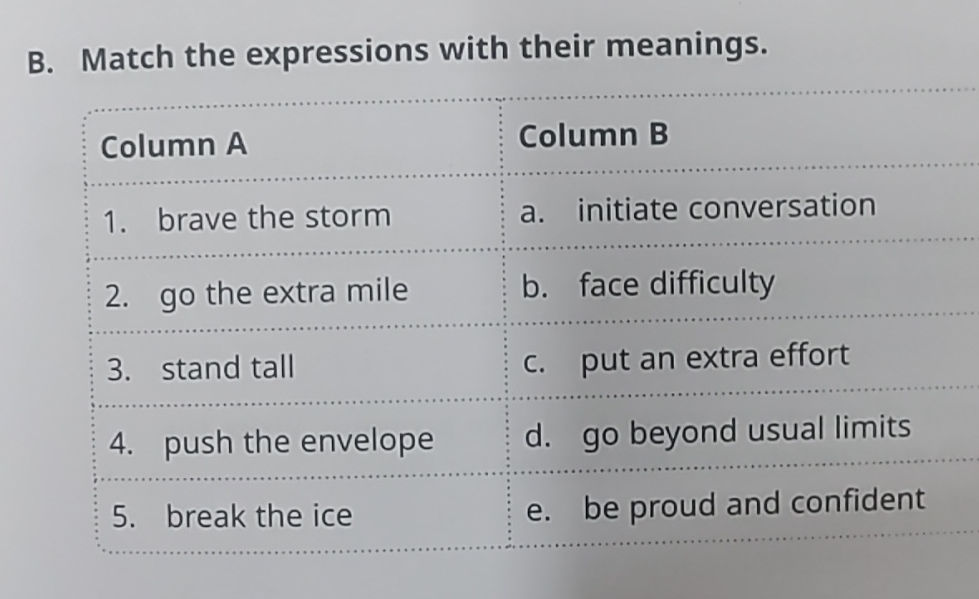 B. Match the expressions with their | StudyX