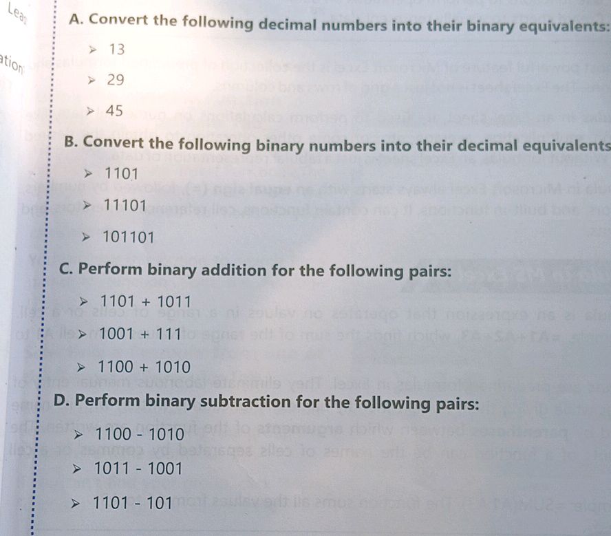 A. Convert the following decimal numbers | StudyX