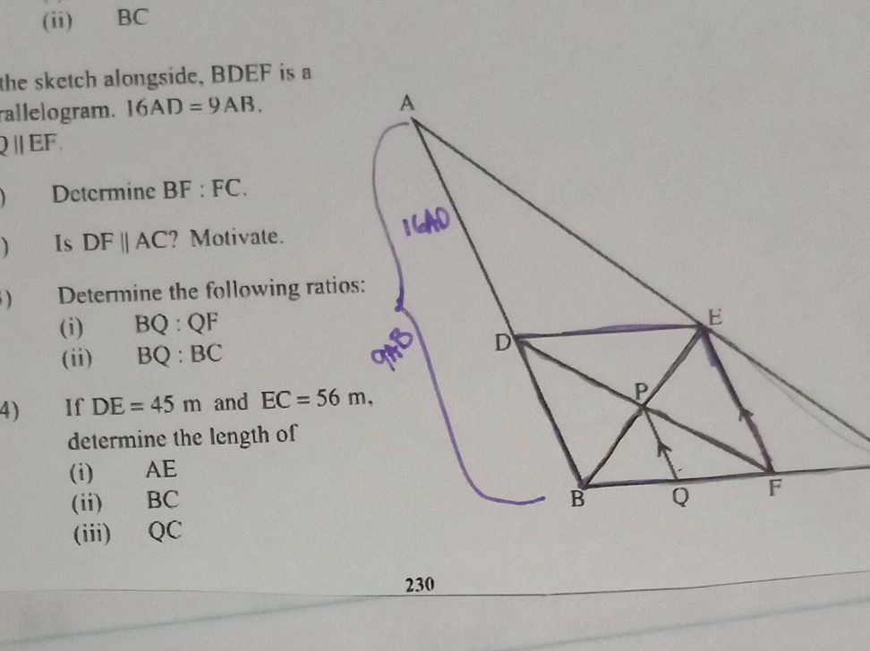 Bdefis In the sketch alongside, BDEF is a | StudyX
