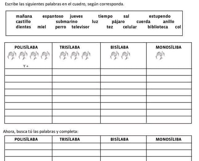 Escribe las siguientes palabras en el | StudyX