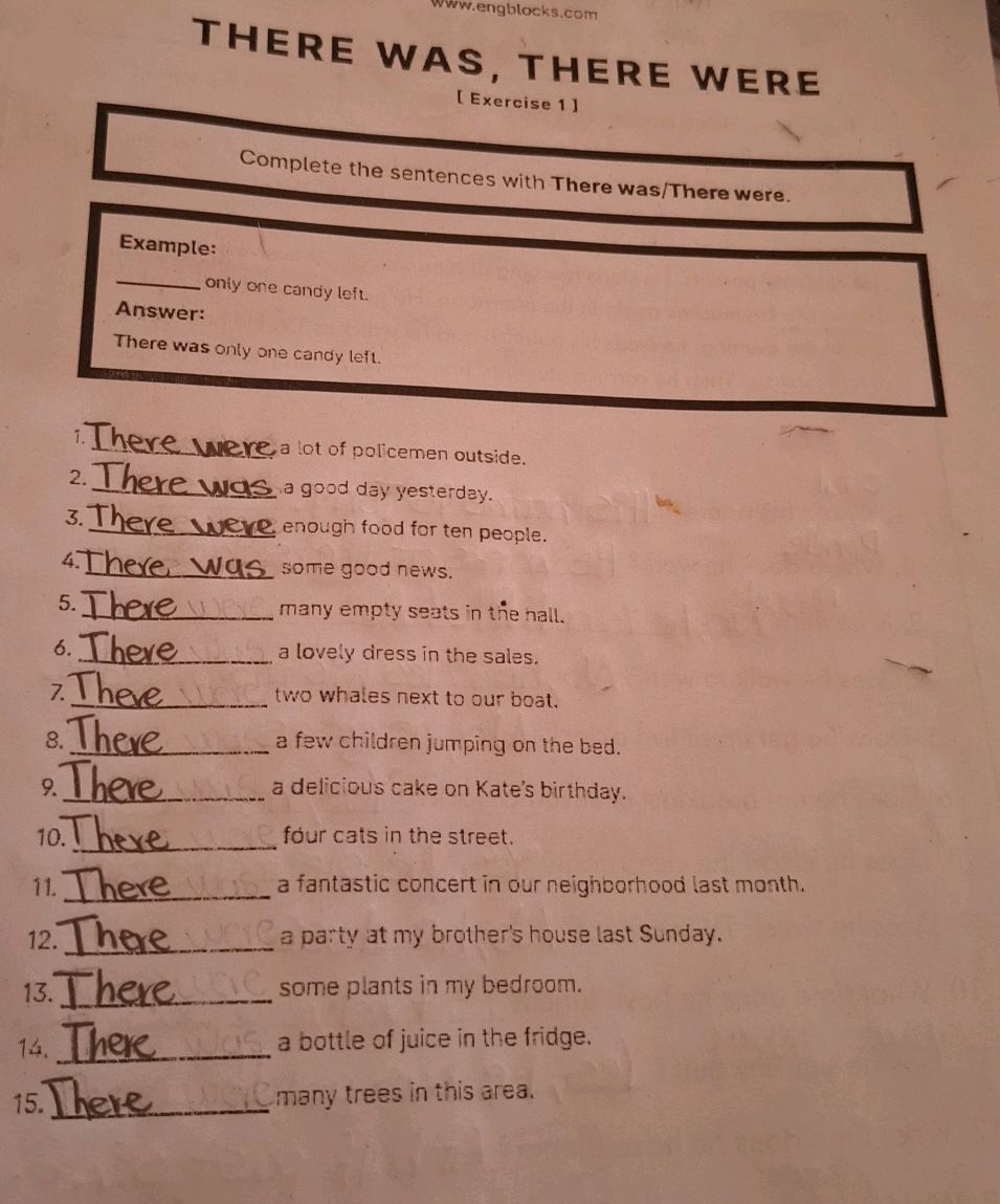 Complete the sentences with There was/There | StudyX