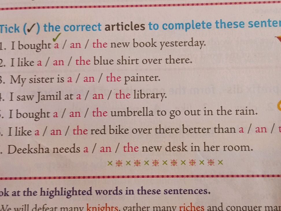 Complete Using Correct Article Tick ( ) the correct articles to complete | StudyX