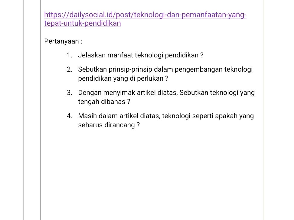 Pertanyaan : 1. Jelaskan manfaat teknologi | StudyX