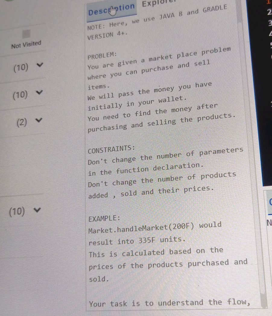 Purchase Problem PROBLEM: You are given a market place | StudyX