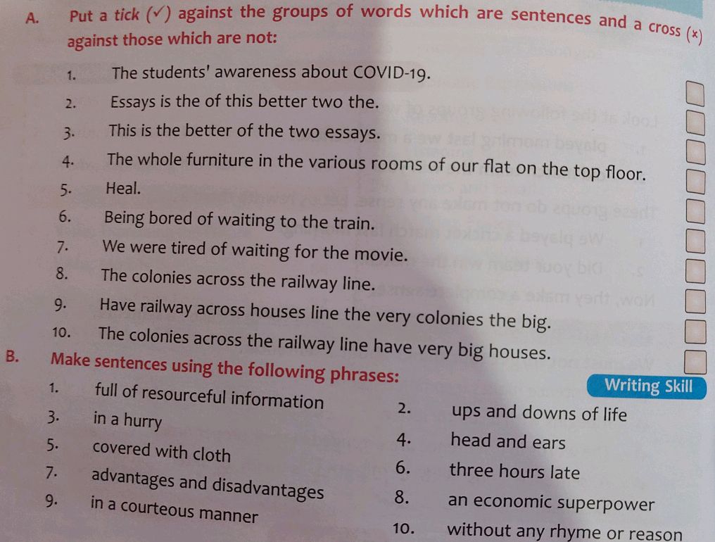 A. Put a tick ( ) against the groups of | StudyX