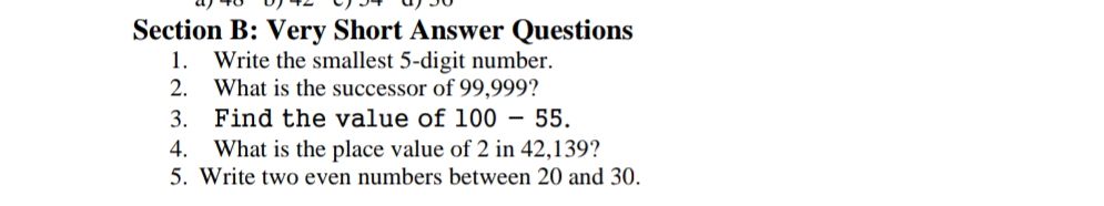 Section B: Very Short Answer Questions 1. | StudyX