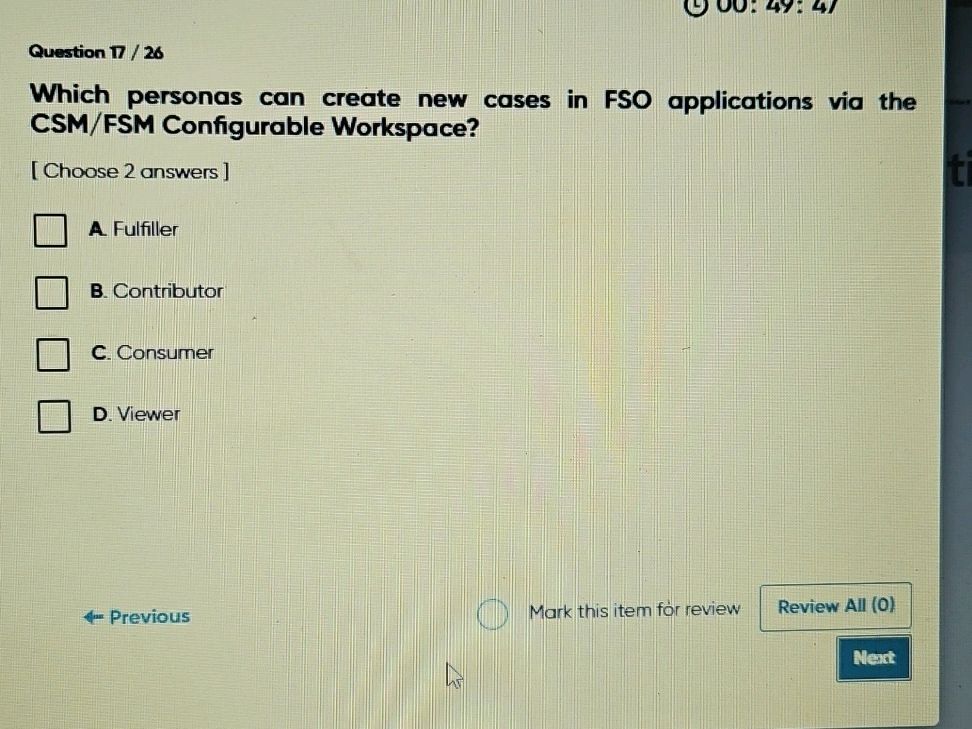 Question 17 / 26 Which personas can create | StudyX