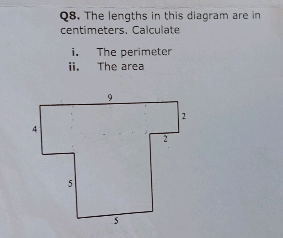 Q8. The lengths in this diagram are in | StudyX
