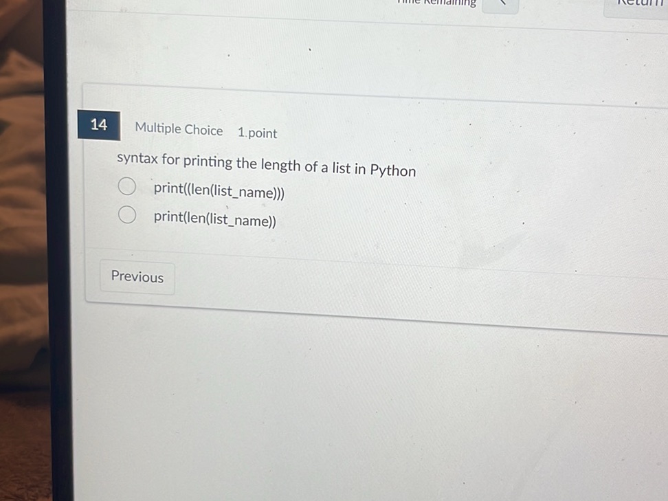 syntax for printing the length of a list in | StudyX