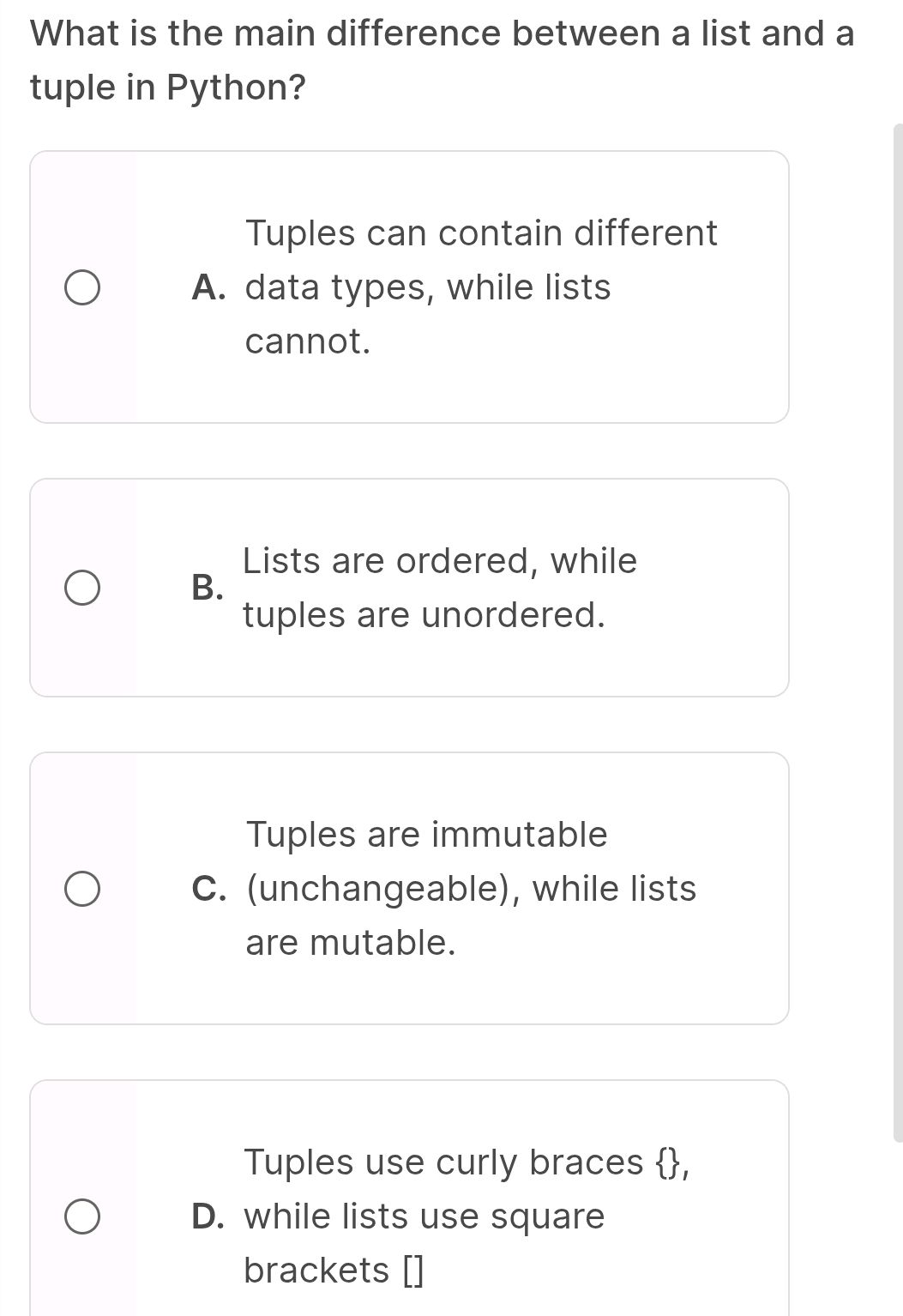 What is the main difference between a list | StudyX