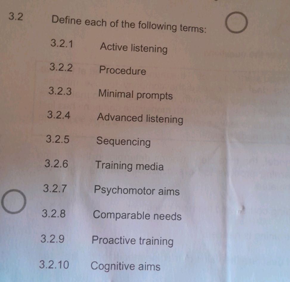 3.2 Define each of the following terms: | StudyX