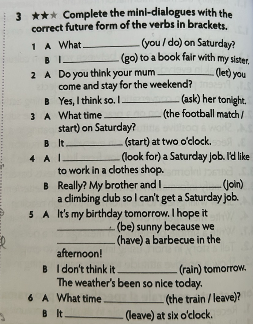 3 ★★★ Complete the mini-dialogues with the | StudyX