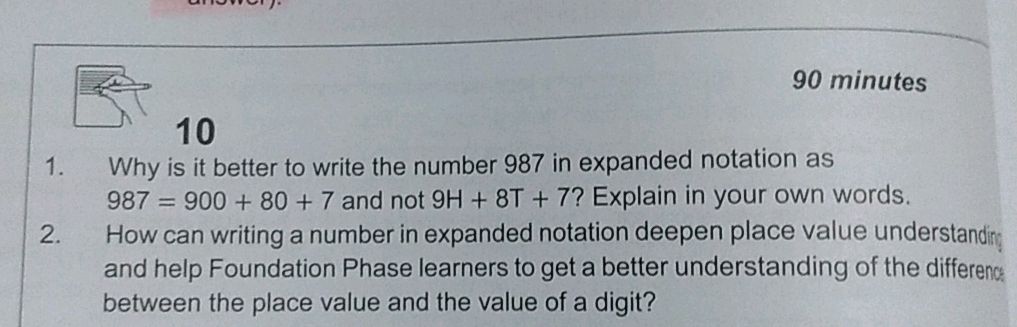 1. Why is it better to write the number 987 | StudyX