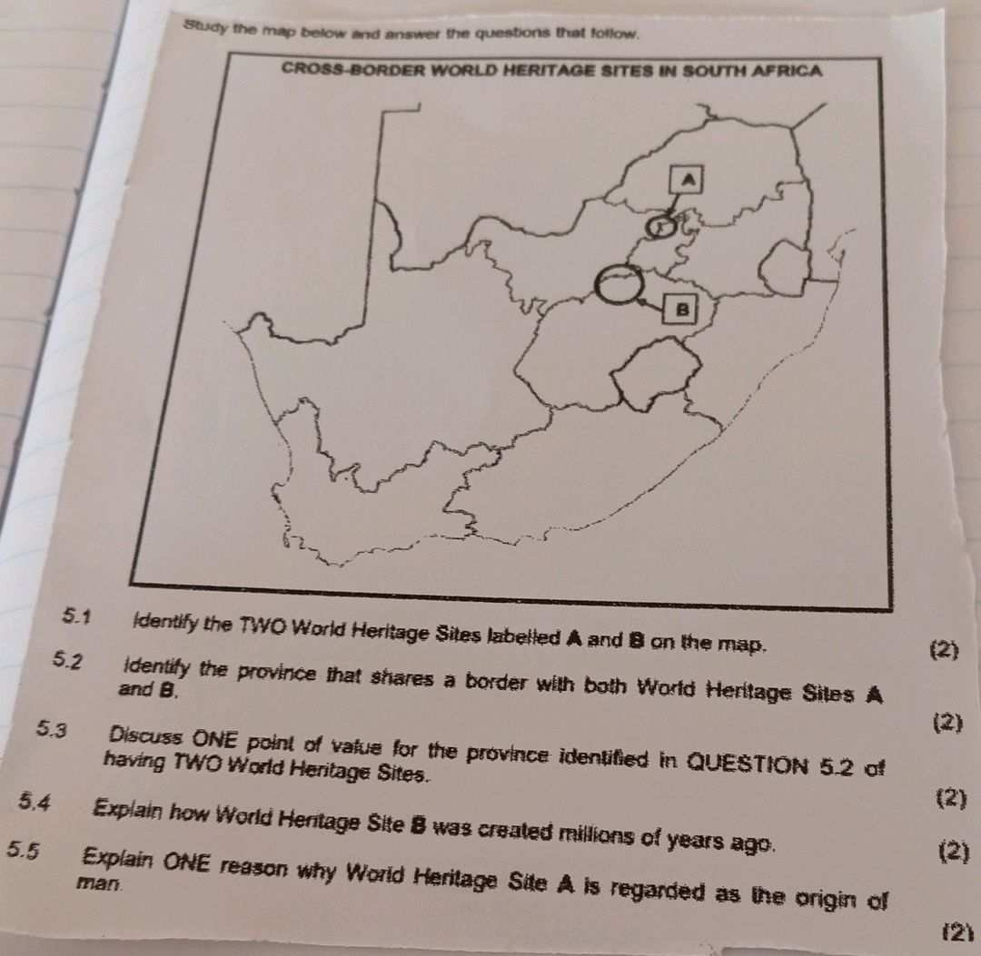 Study the map below and answer the questions | StudyX
