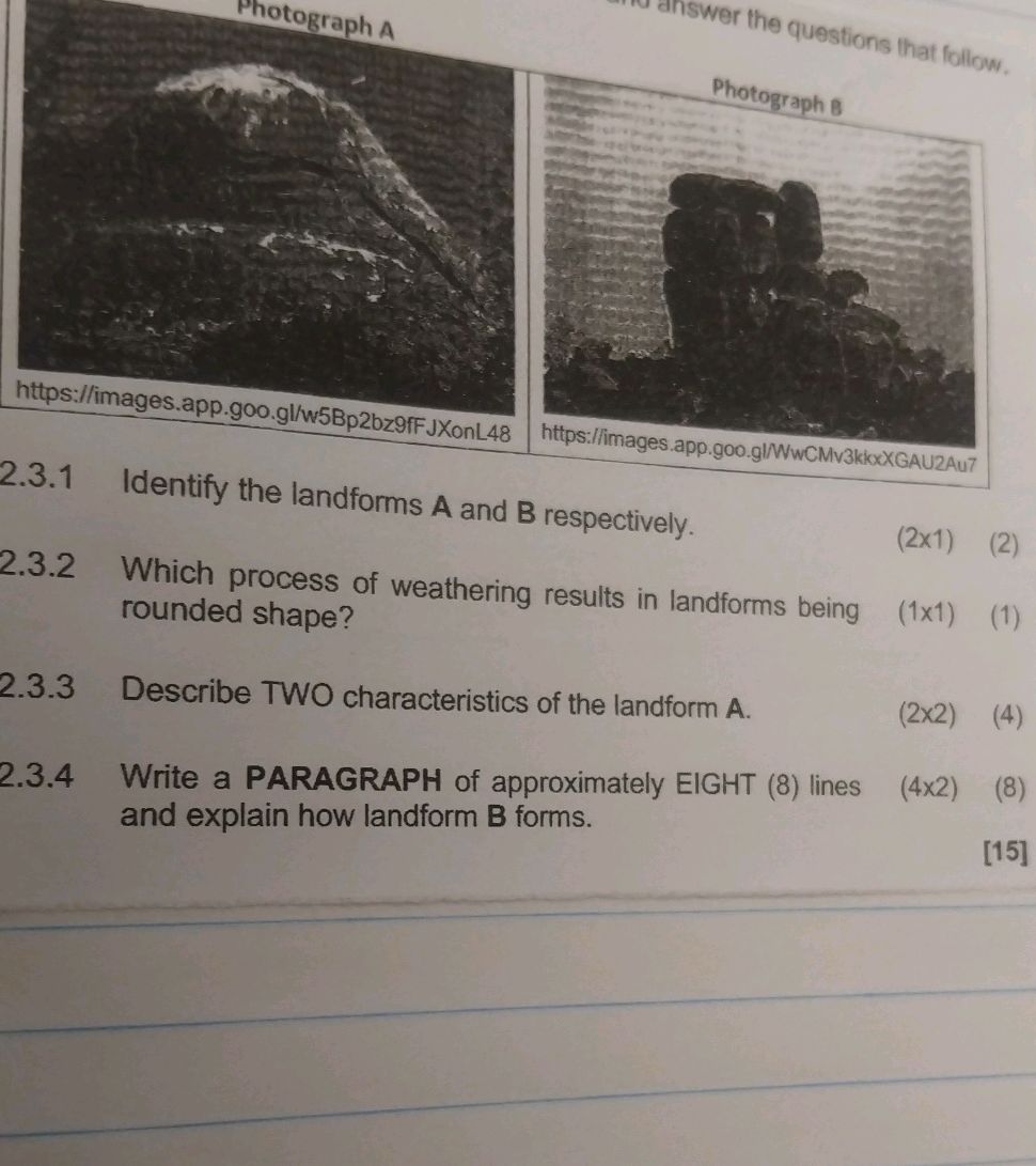 2.3.1 Identify the landforms A and B | StudyX