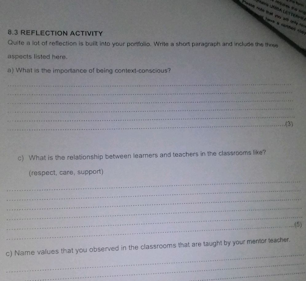 8.3 REFLECTION ACTIVITY Quite a lot of | StudyX