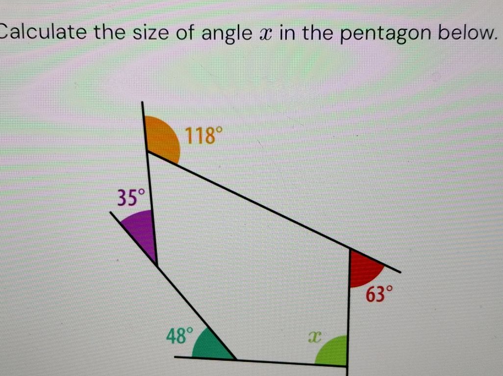 Calculate the size of angle $x$ in the | StudyX