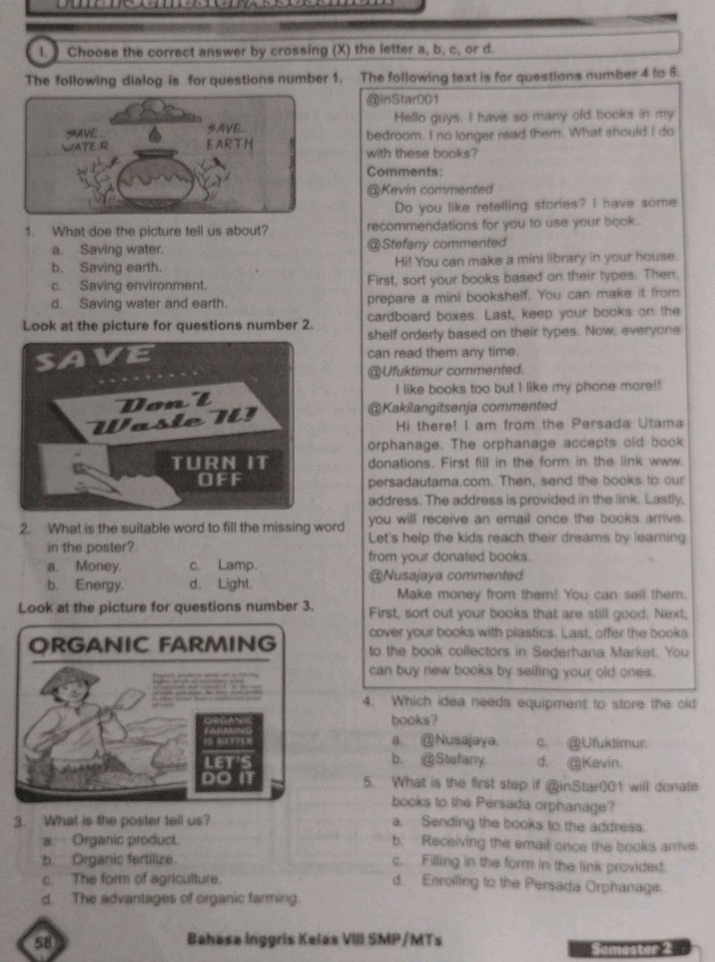 1. Choose the correct answer by crossing | StudyX