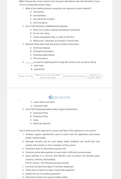 Part I: Choose the correct answer from the | StudyX