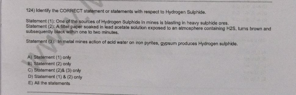 124) Identify the CORRECT statement or | StudyX
