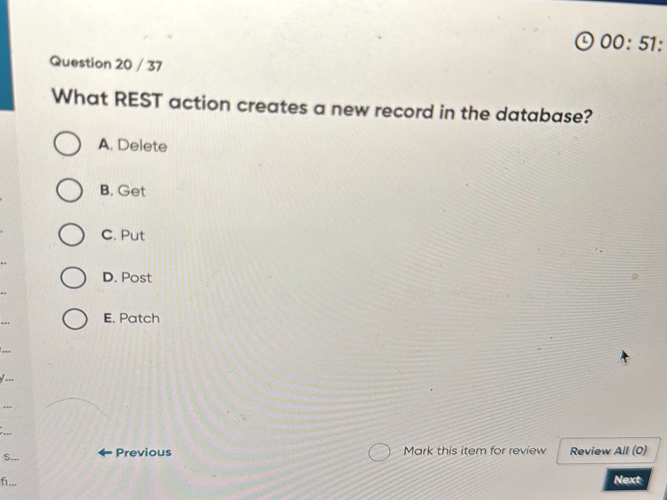 What REST action creates a new record in the | StudyX