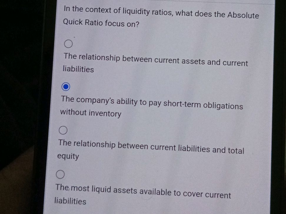 In the context of liquidity ratios, what | StudyX