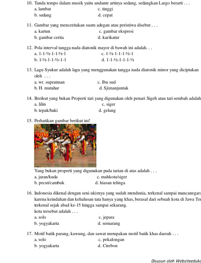 10. Tanda tempo dalam musik yaitu andante | StudyX