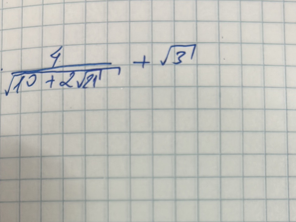 Simplify radical expression: 4/√(10 + 2√21) | StudyX
