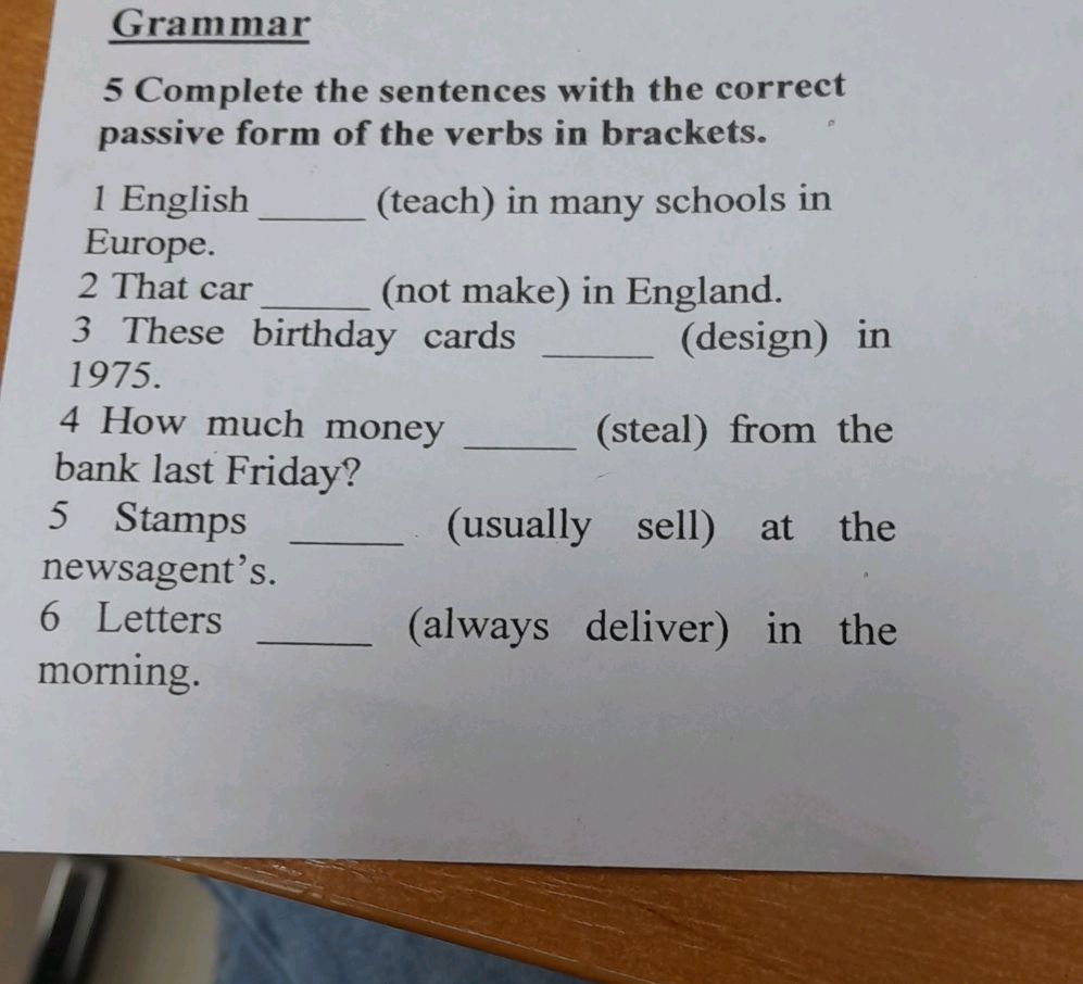 5 Complete the sentences with the correct | StudyX